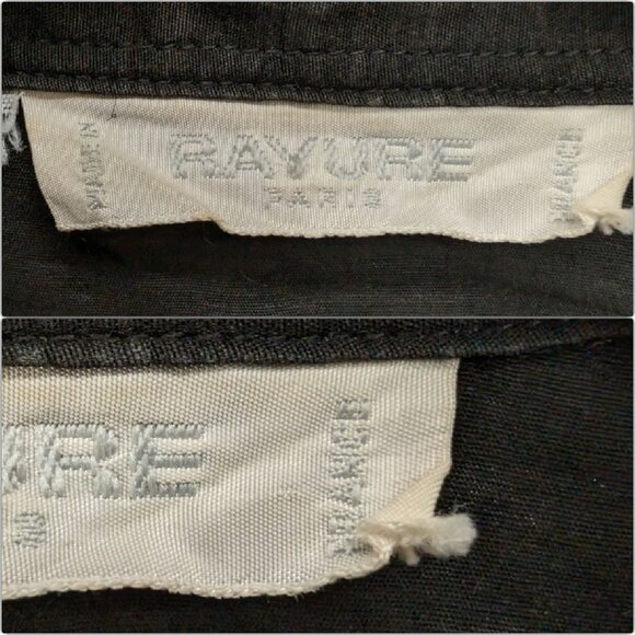 Rayure Sheer Blouse Womens Black 3/4 Sleeve Button Front Tie Waist Collared Sz S - Picture 5 of 9